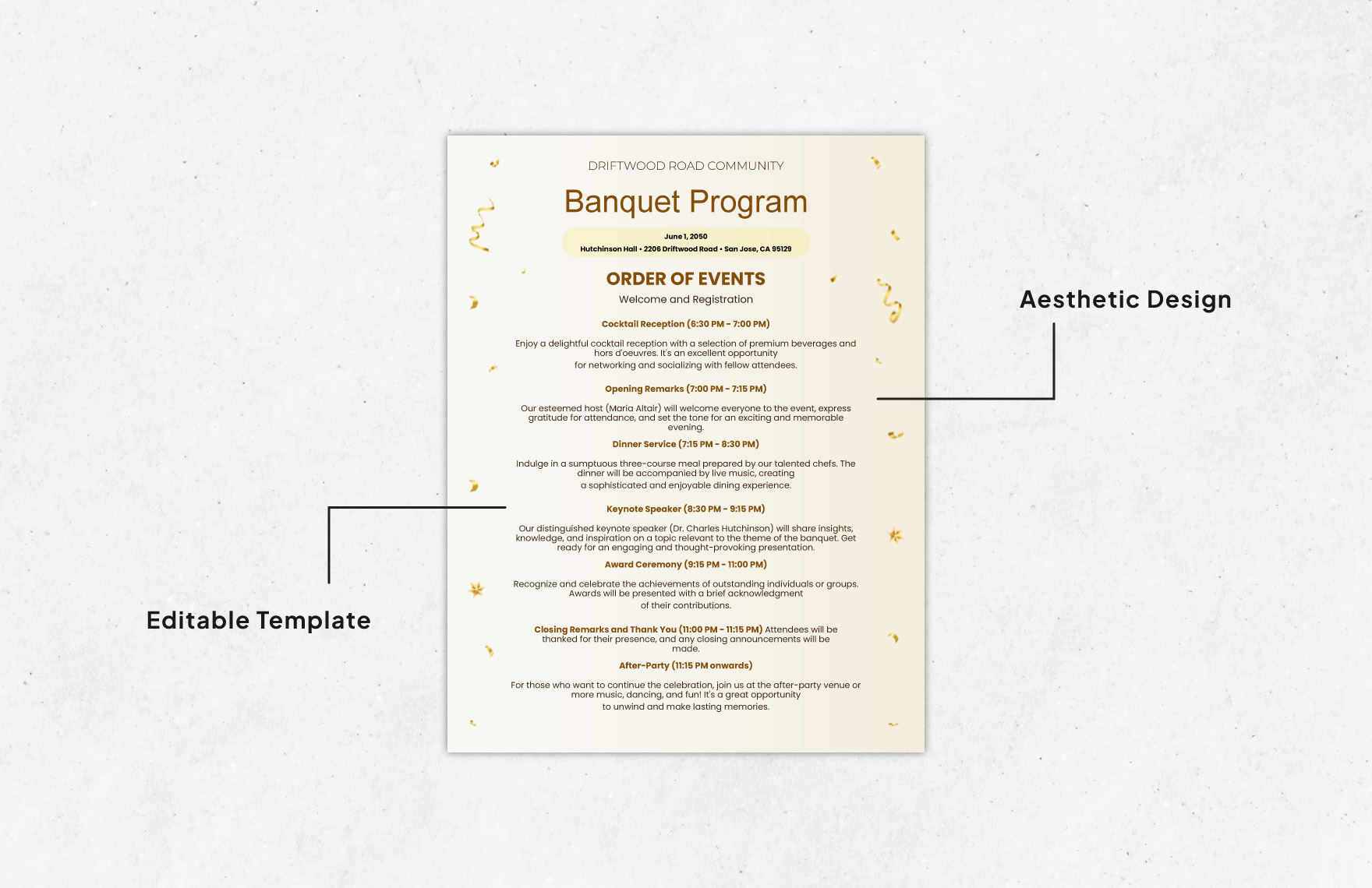 Banquet Program Template In Illustrator Google Docs Word PDF