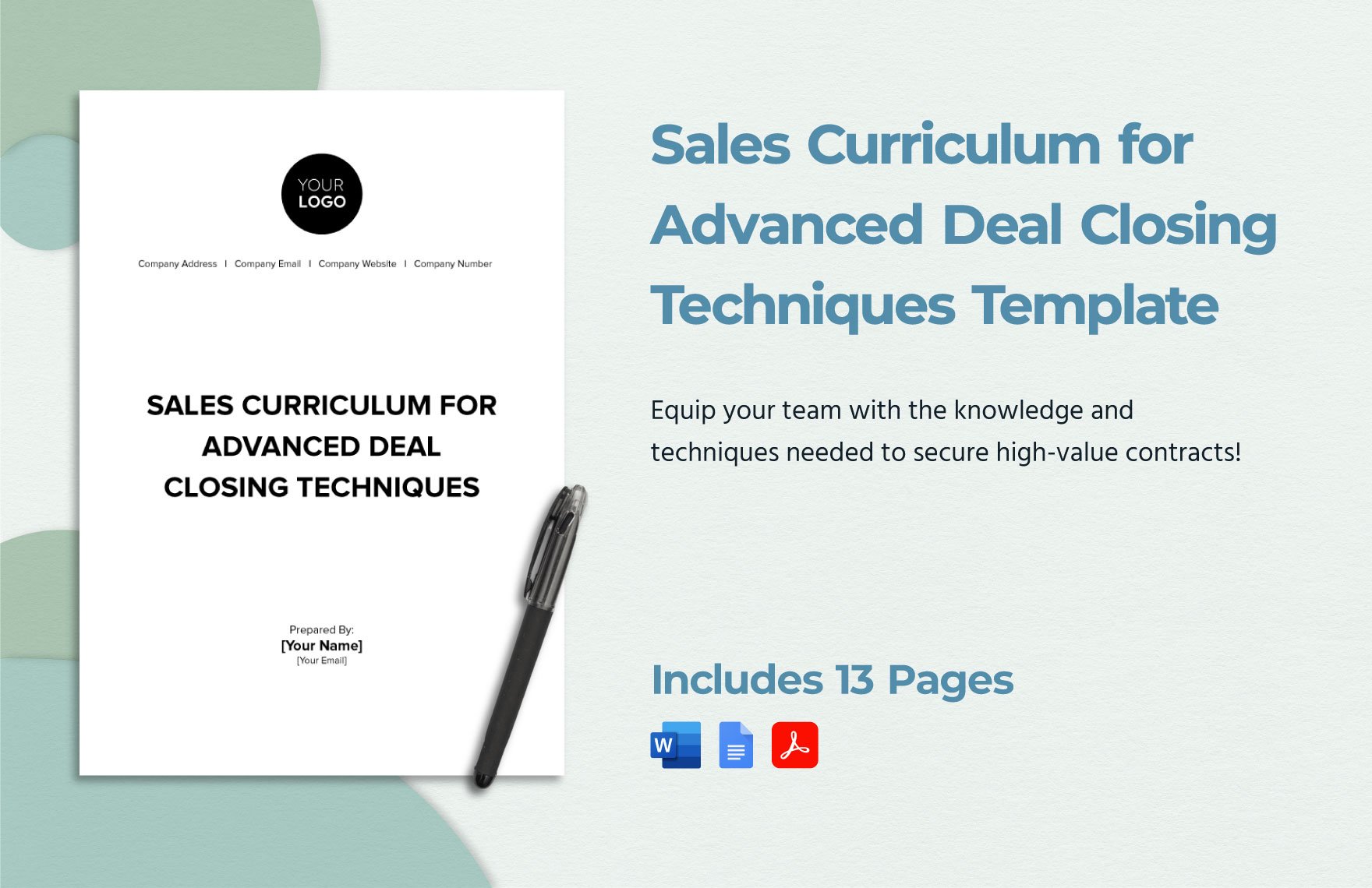 Sales Curriculum for Advanced Deal Closing Techniques Template in Word, Google Docs, PDF