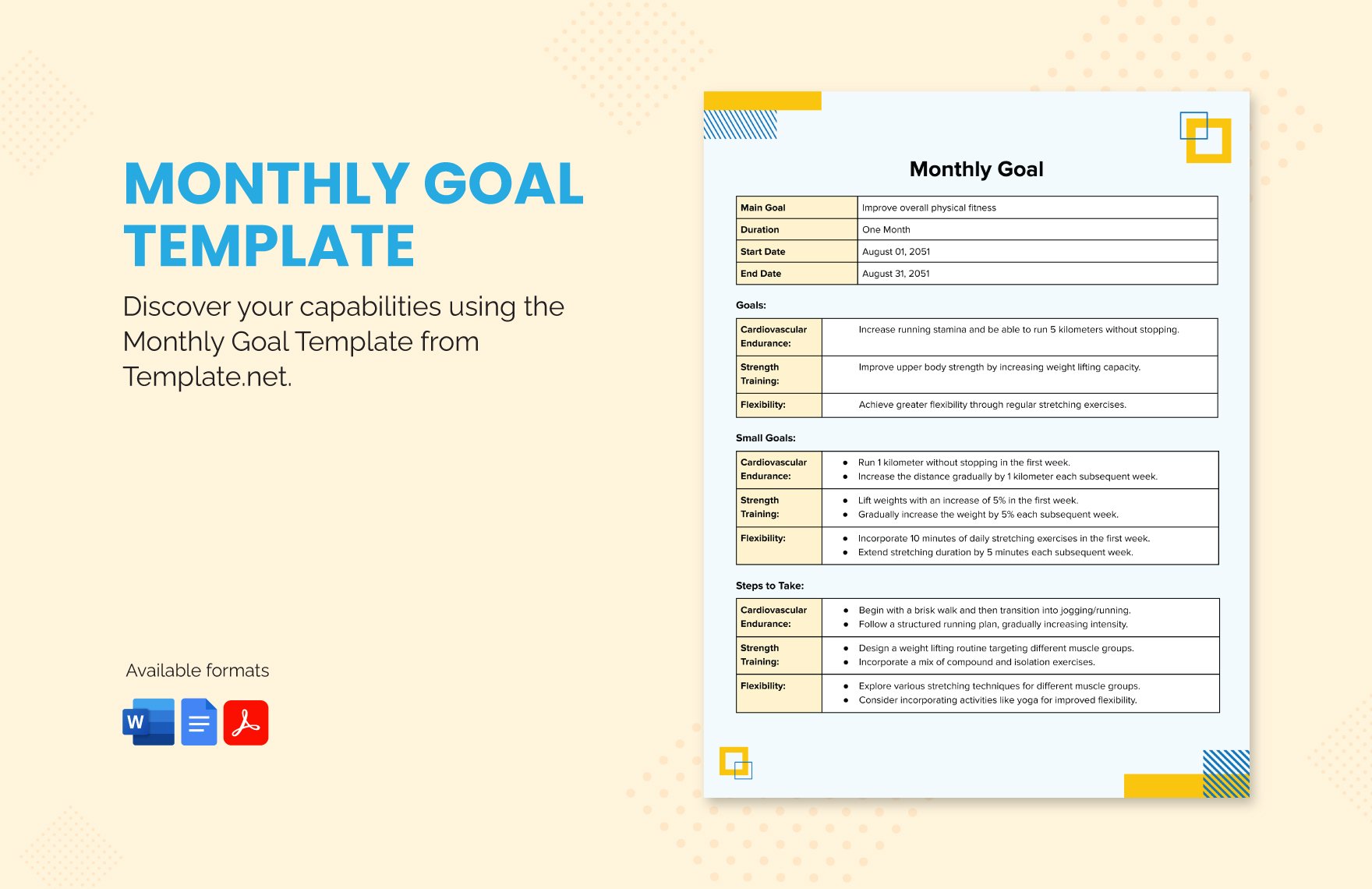 Monthly Goal Template