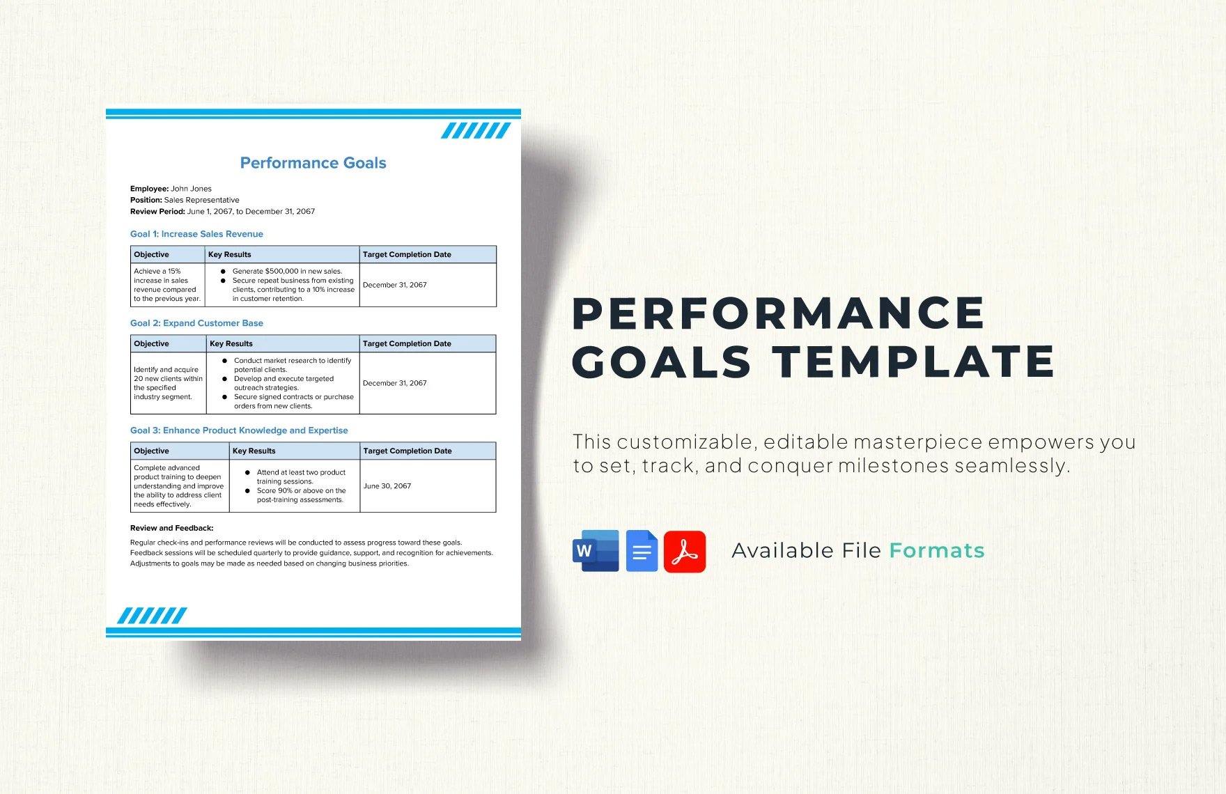 Free Performance Goals Template in Word, Google Docs, PDF