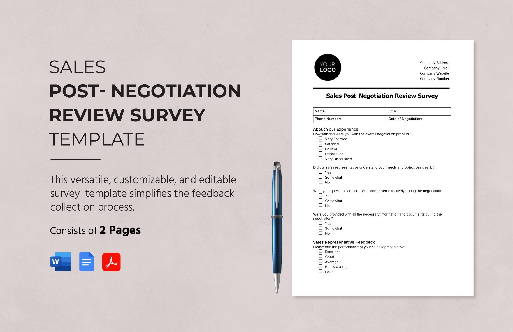 Sales Post-Negotiation Review Survey Template