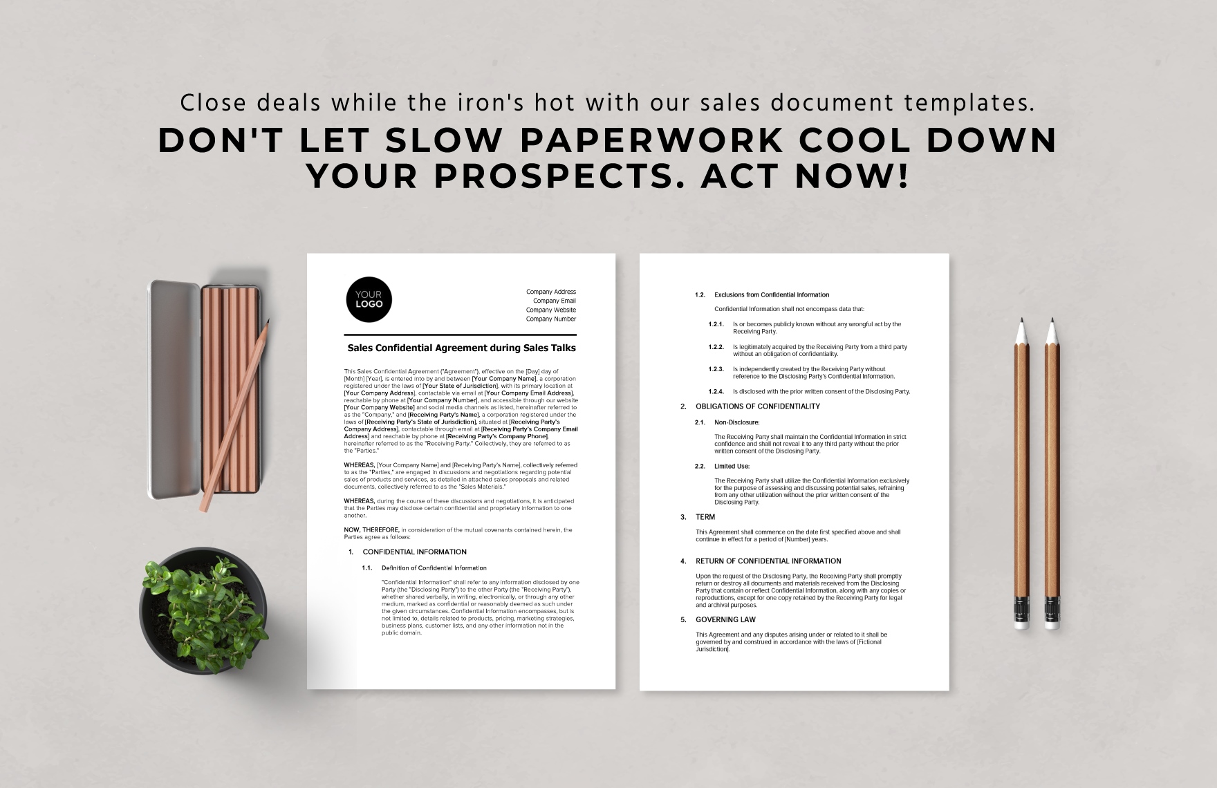 Sales Confidential Agreement during Sales Talks Template