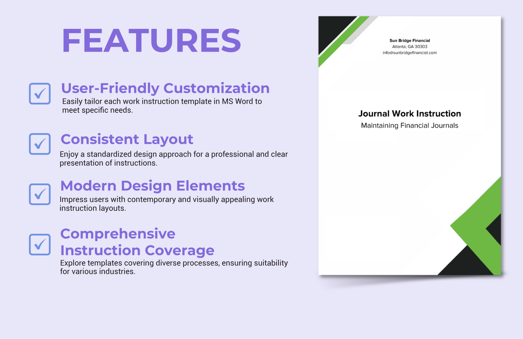 Journal Work Instruction Template