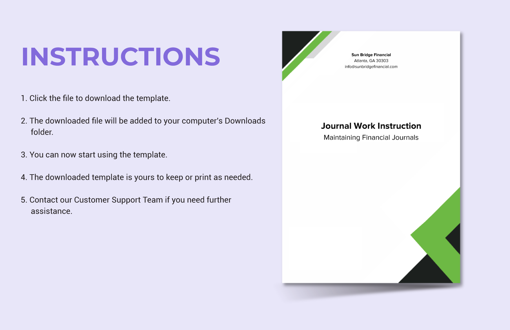 Journal Work Instruction Template