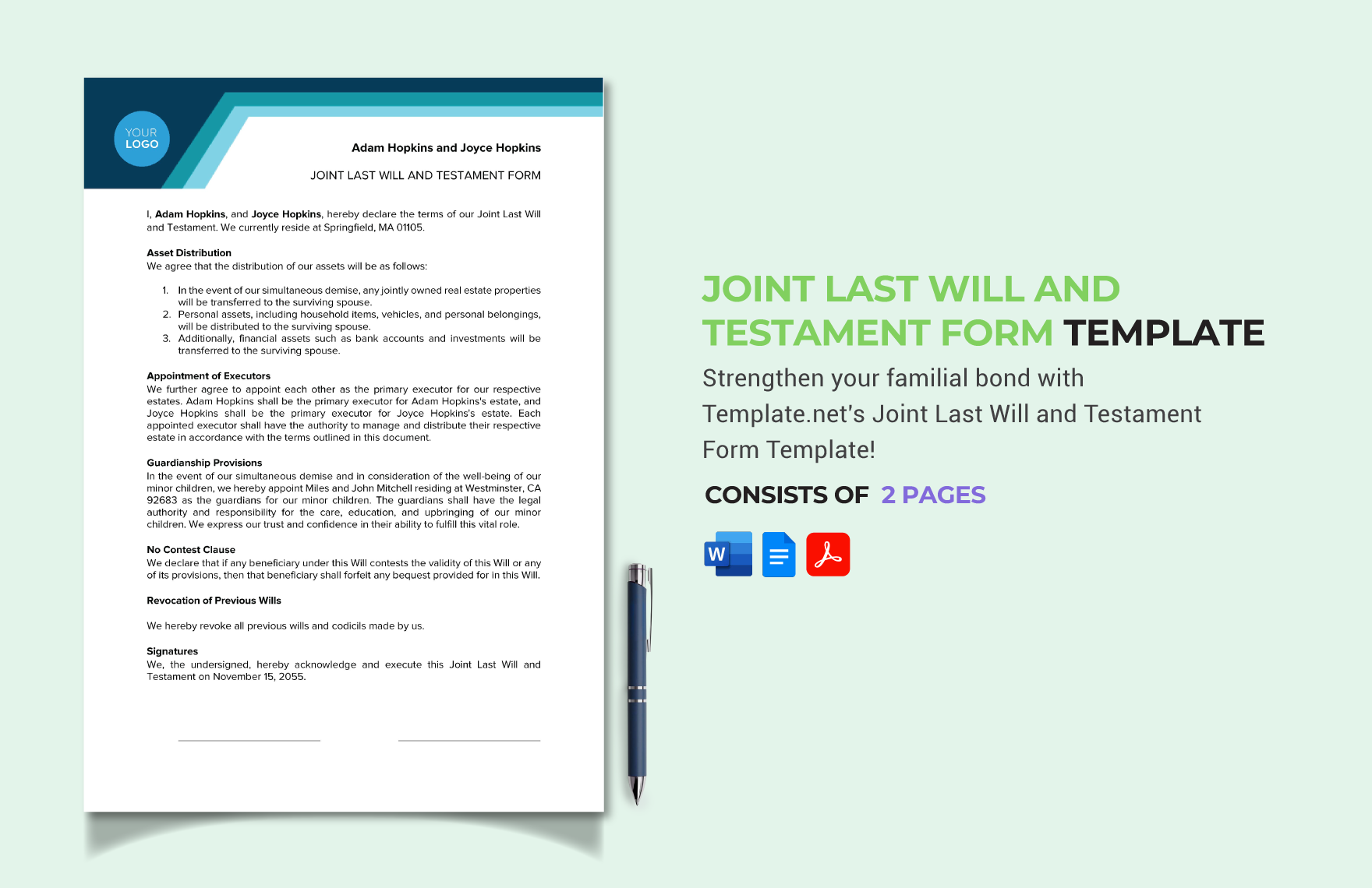 Sample Last Testament and Will Template Download in Word Google Docs