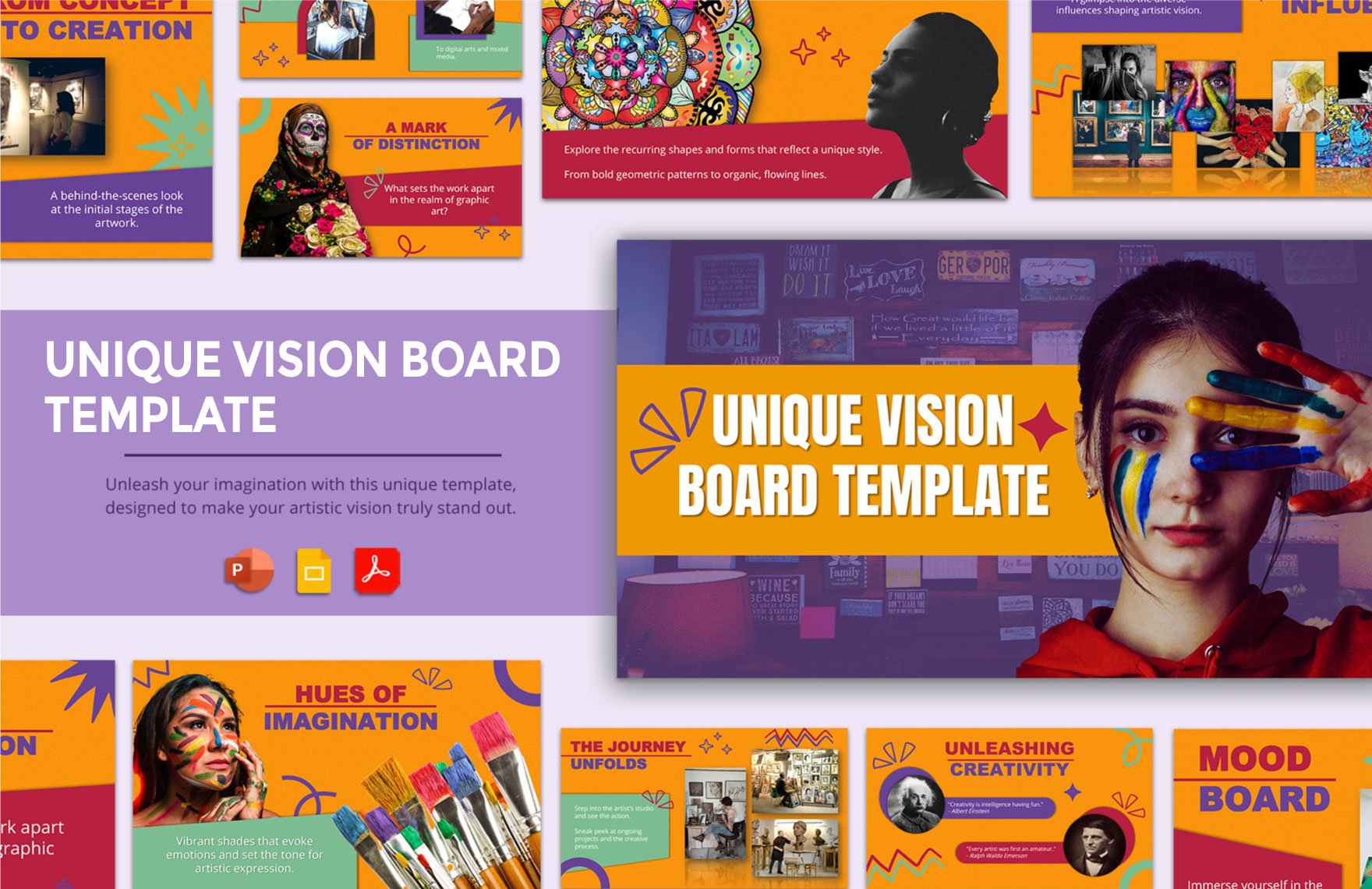 Free Unique Vision Board Template in PDF, PowerPoint, Google Slides