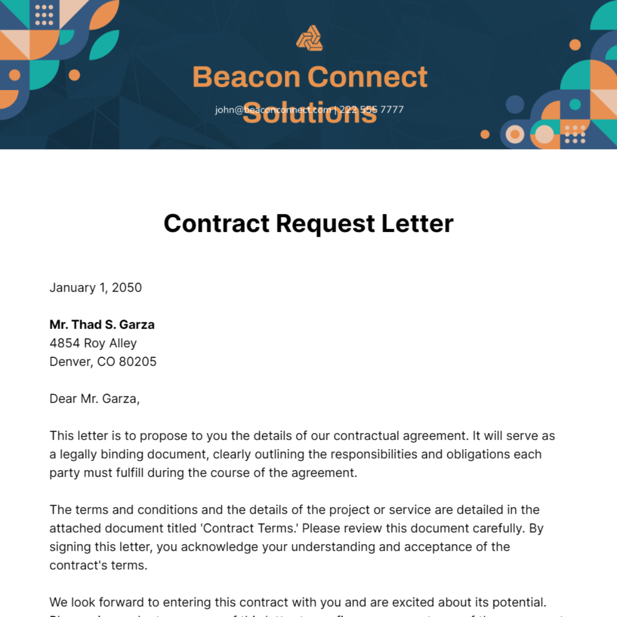 Free Contract Proposal Letter Template