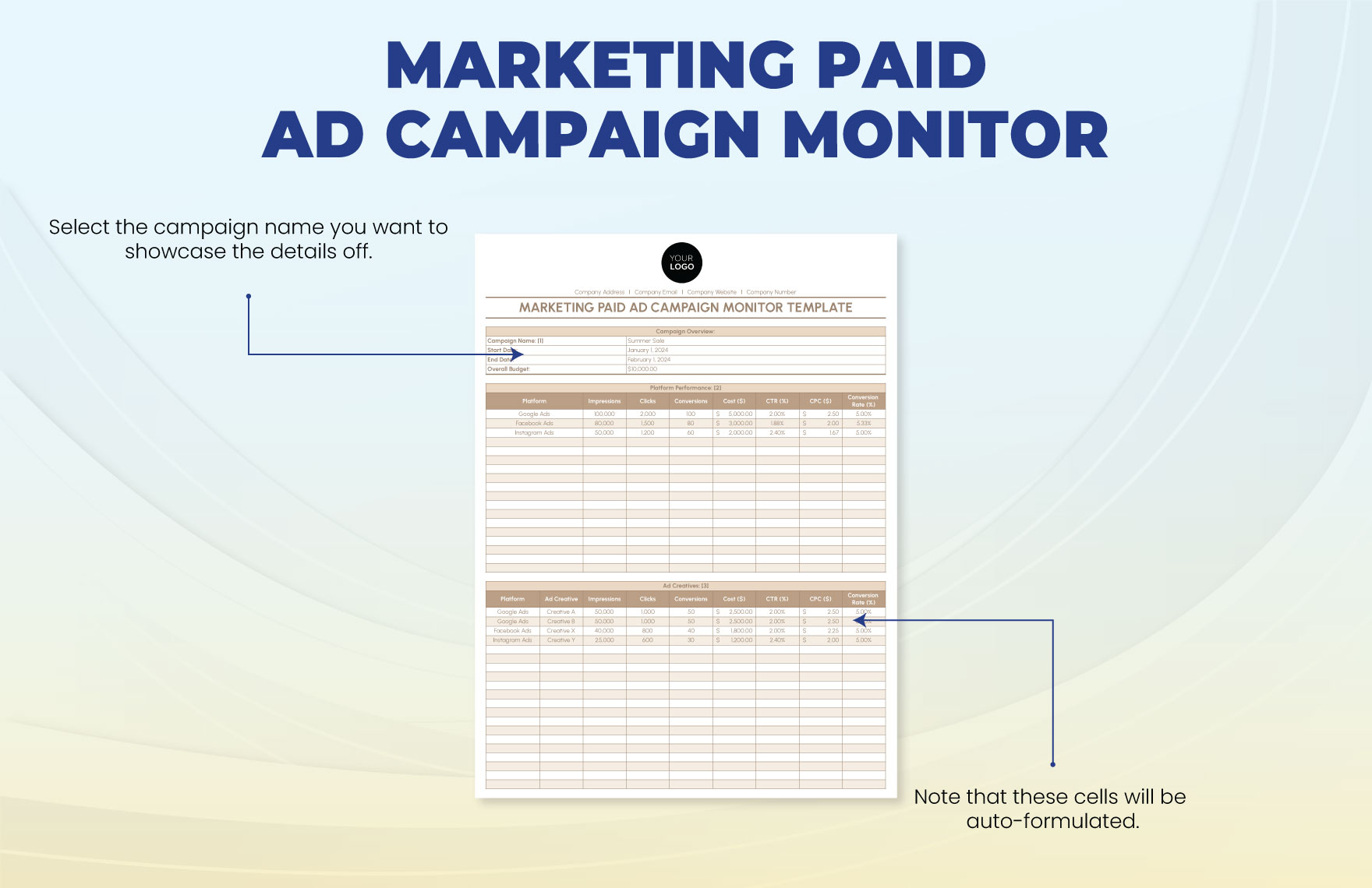 Marketing Paid Ad Campaign Monitor Template