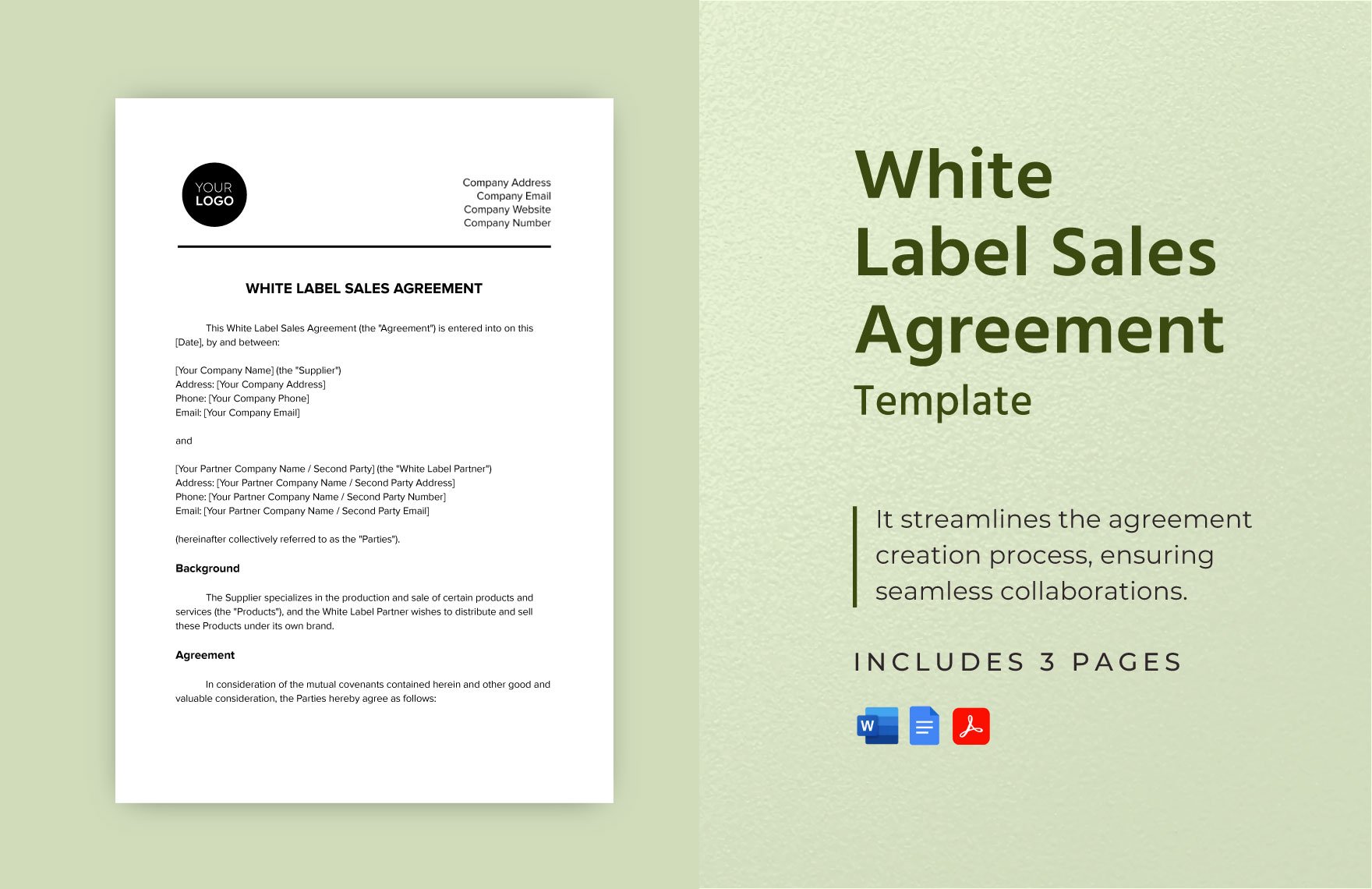 White Label Sales Agreement Template in Word, Google Docs, PDF