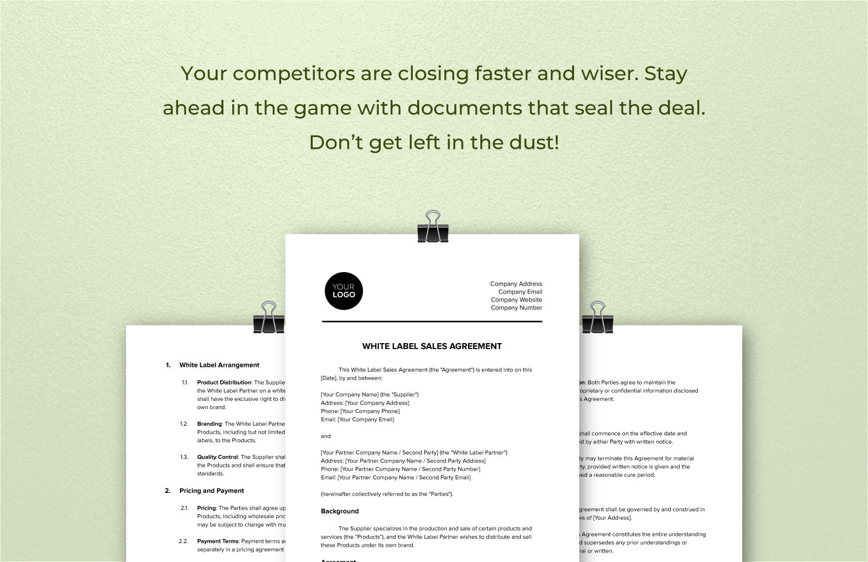 White Label Sales Agreement Template in PDF Word Google Docs