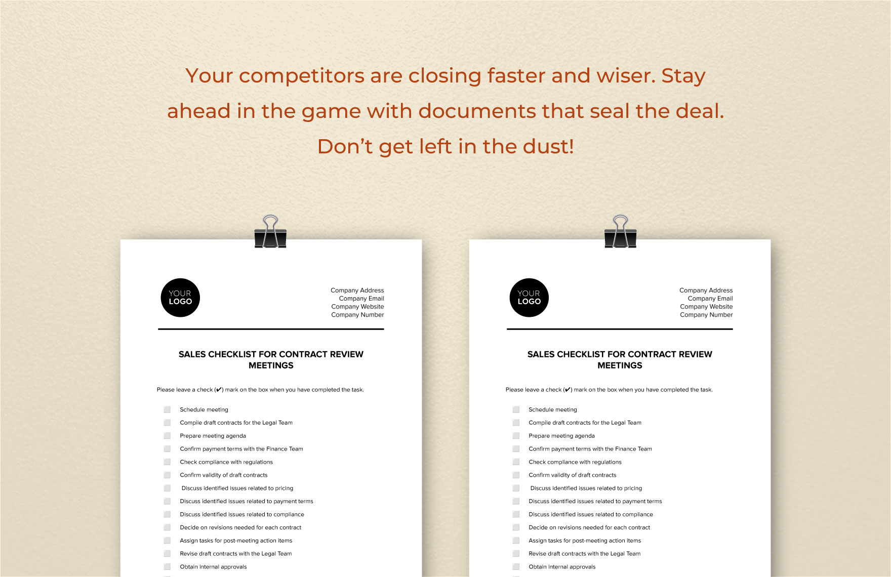 Sales Checklist for Contract Review Meetings Template