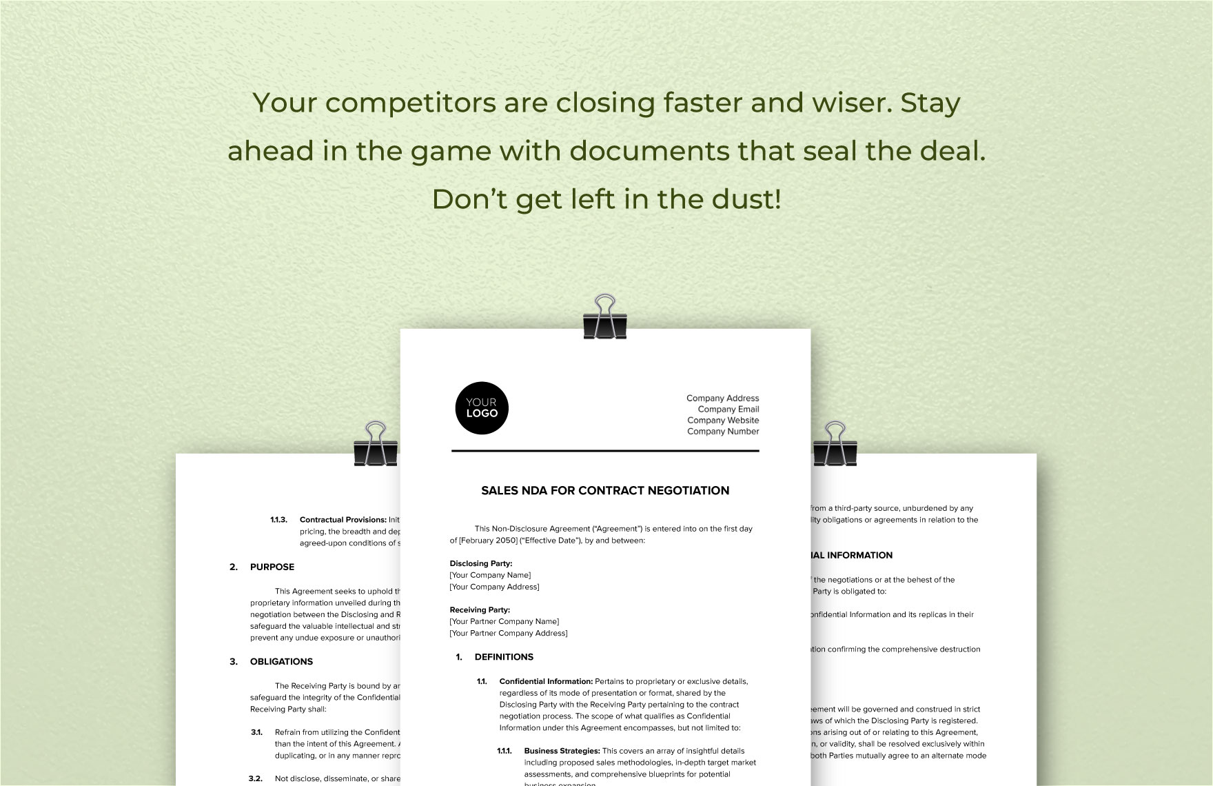 Sales NDA for Contract Negotiation Template