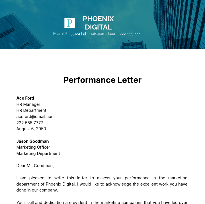 Performance Letter Template