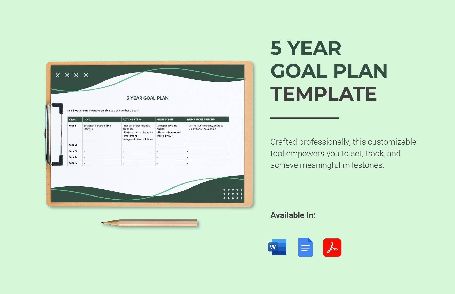5 Year Goal Plan Template