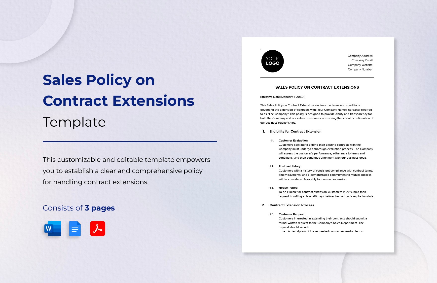Sales Policy on Contract Extensions Template in Word, Google Docs, PDF