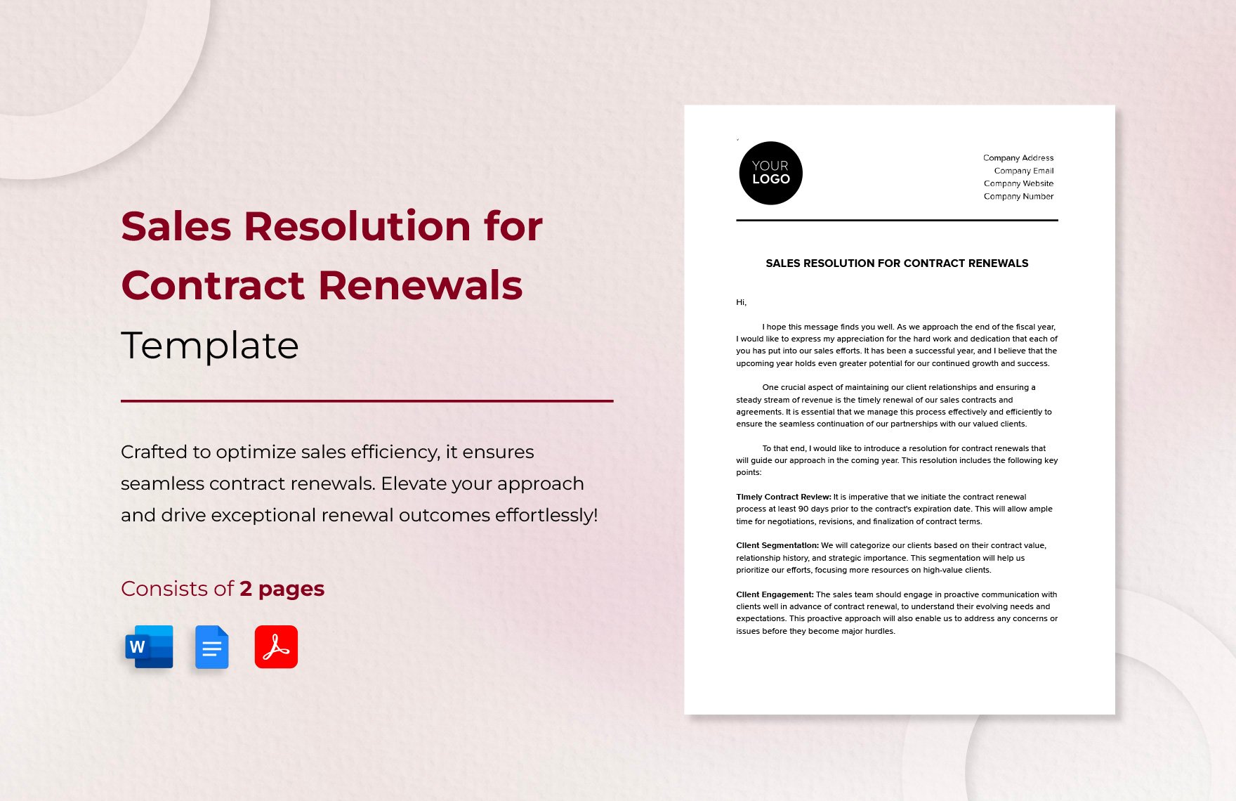 Sales Resolution for Contract Renewals Template