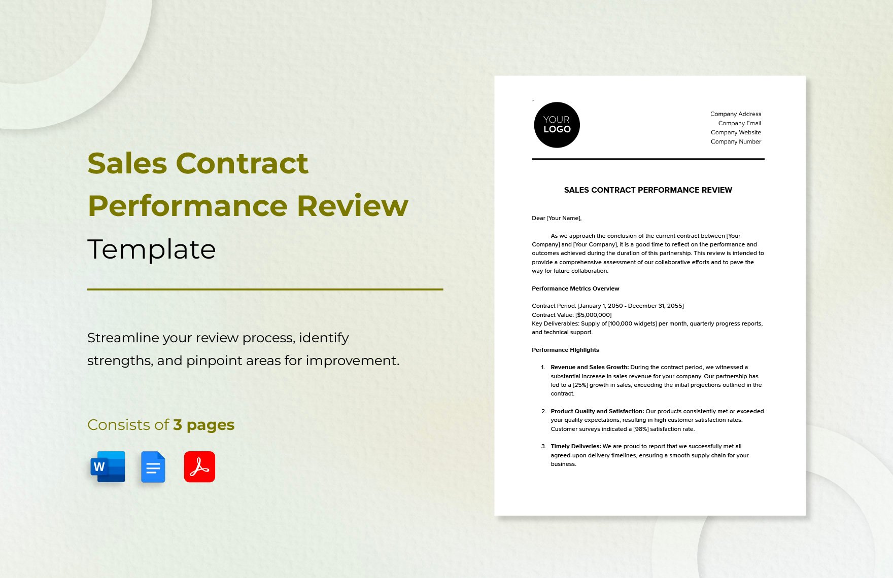 Sales Contract Performance Review Template