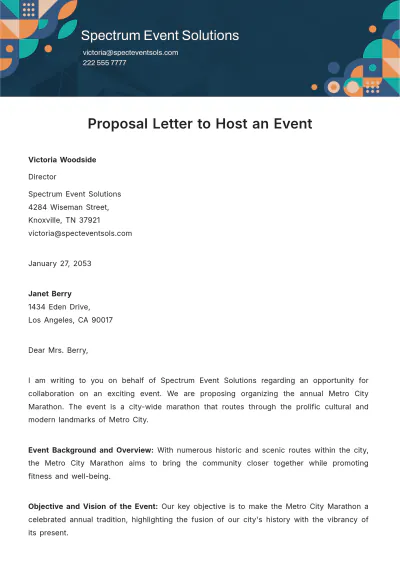 Free Proposal Letter to Host an Event Template to Edit Online