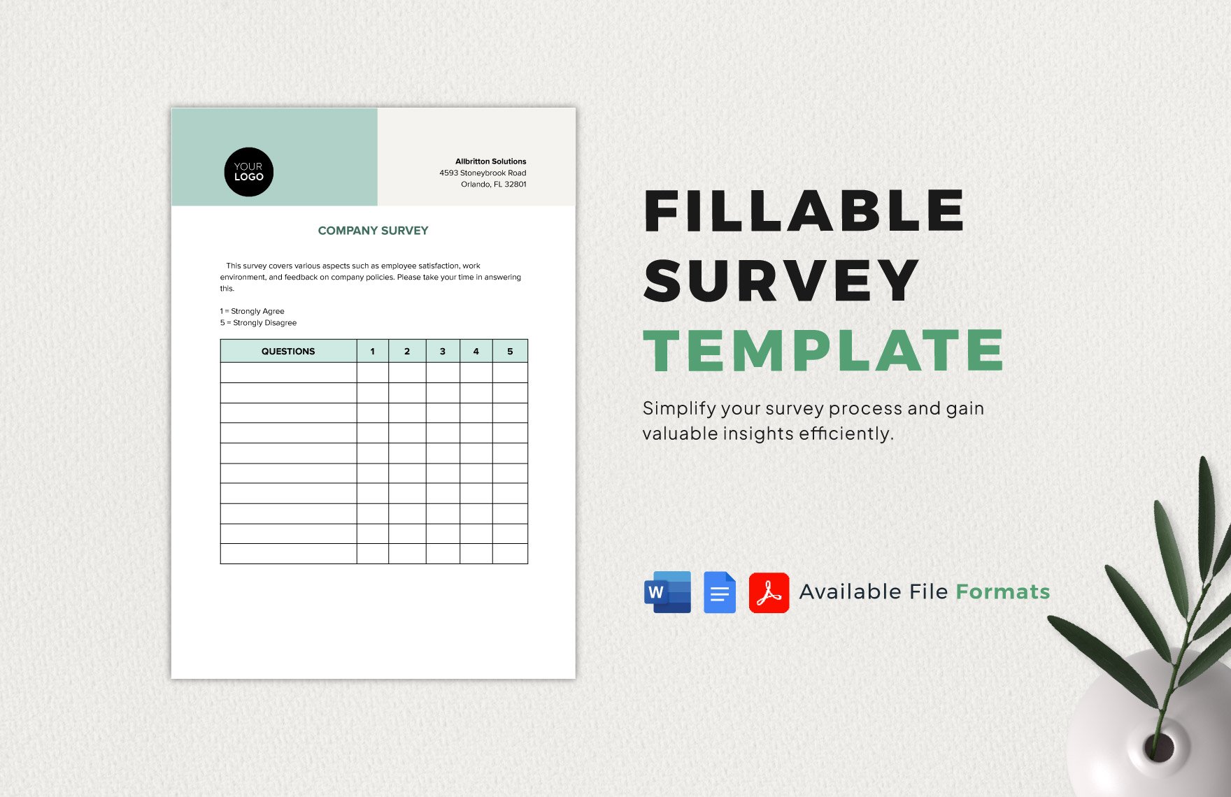 Fillable Survey Template