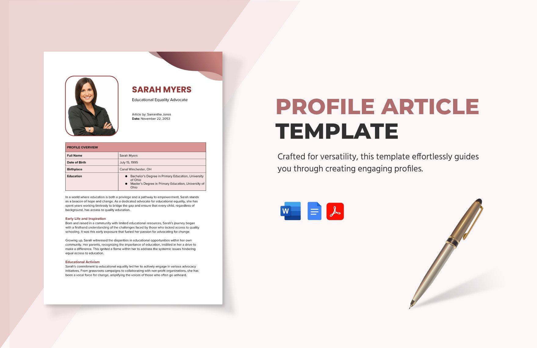 Free Profile Article Template in Word, Google Docs, PDF