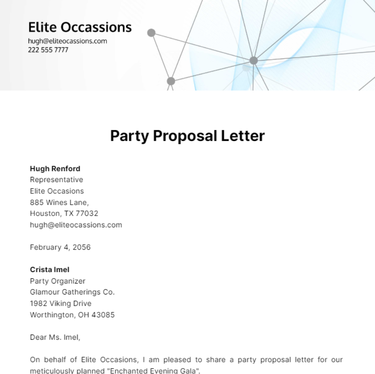 Party Proposal Letter Template