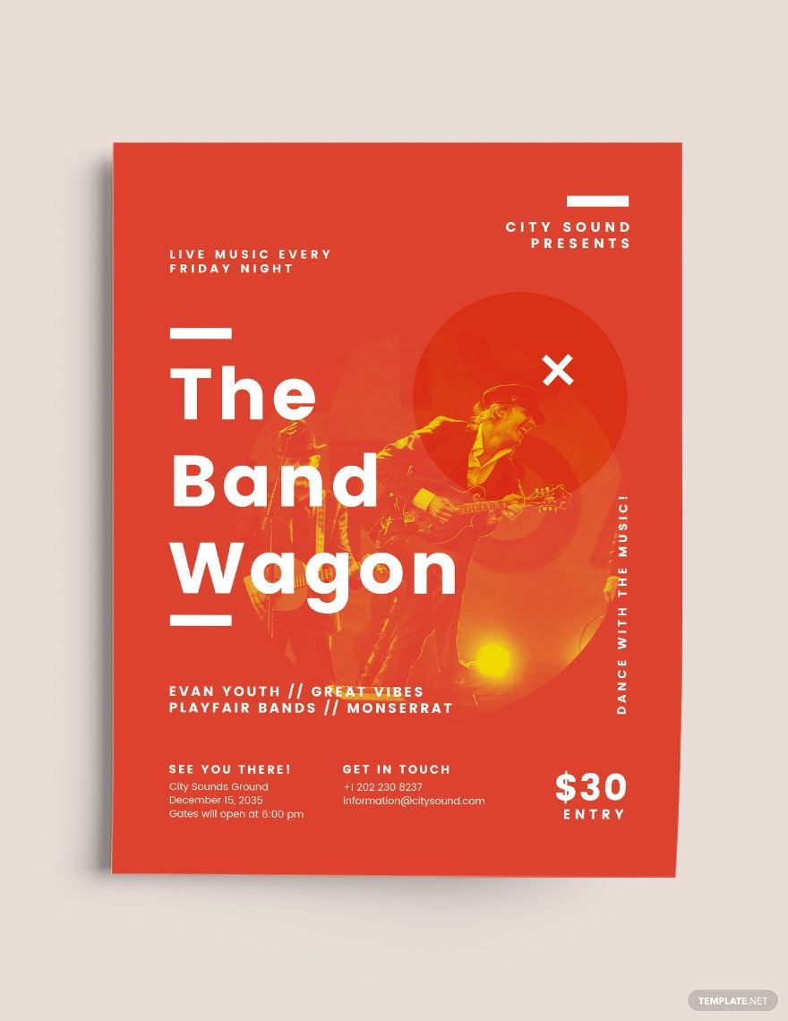 Free The Band Wagon Flyer Template in Word, Google Docs, Illustrator, PSD, Apple Pages, Publisher, InDesign