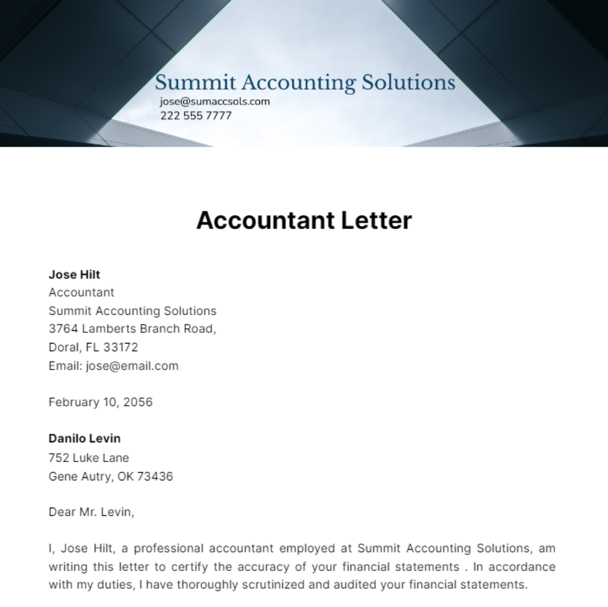 Accountant Letter Template