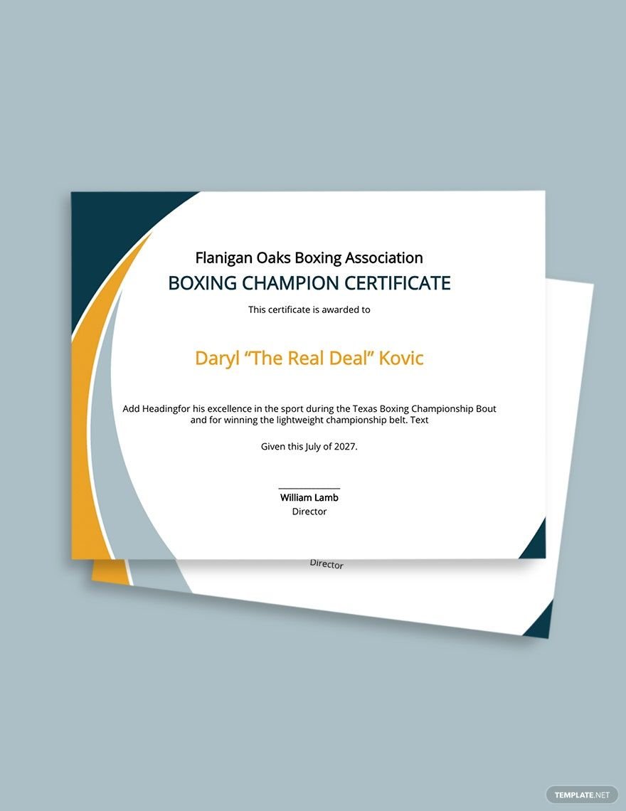 Certificate of Boxing Champion Template