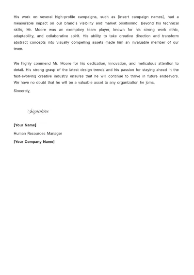 Free Graphic Designer Experience Letter Template to Edit Online