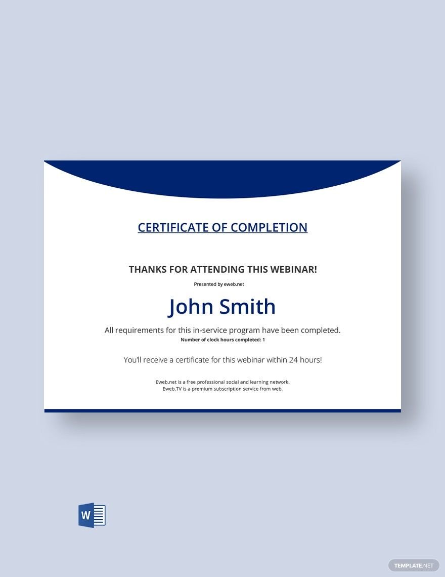 Program Completion Certificate Template