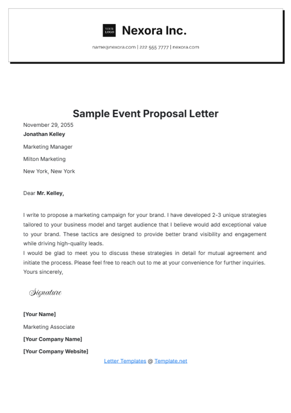 Sample Event Proposal Letter Template - Edit Online & Download