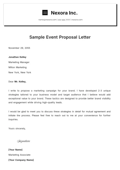 Free Sample Event Proposal Letter Template to Edit Online