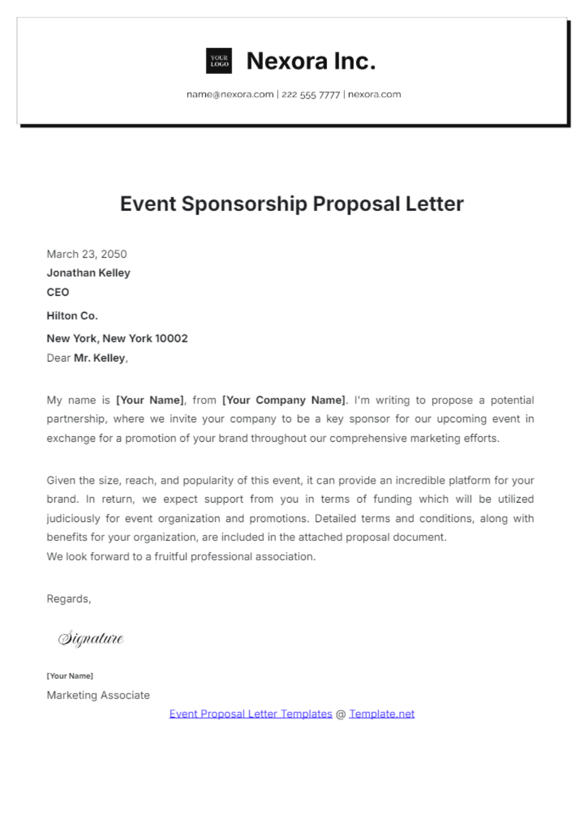 Event Sponsorship Proposal Letter Template