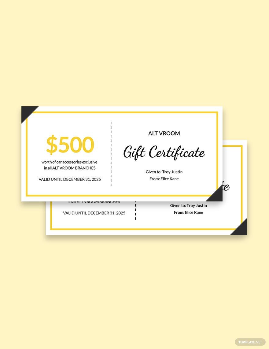 Gift Certificate for Business Template