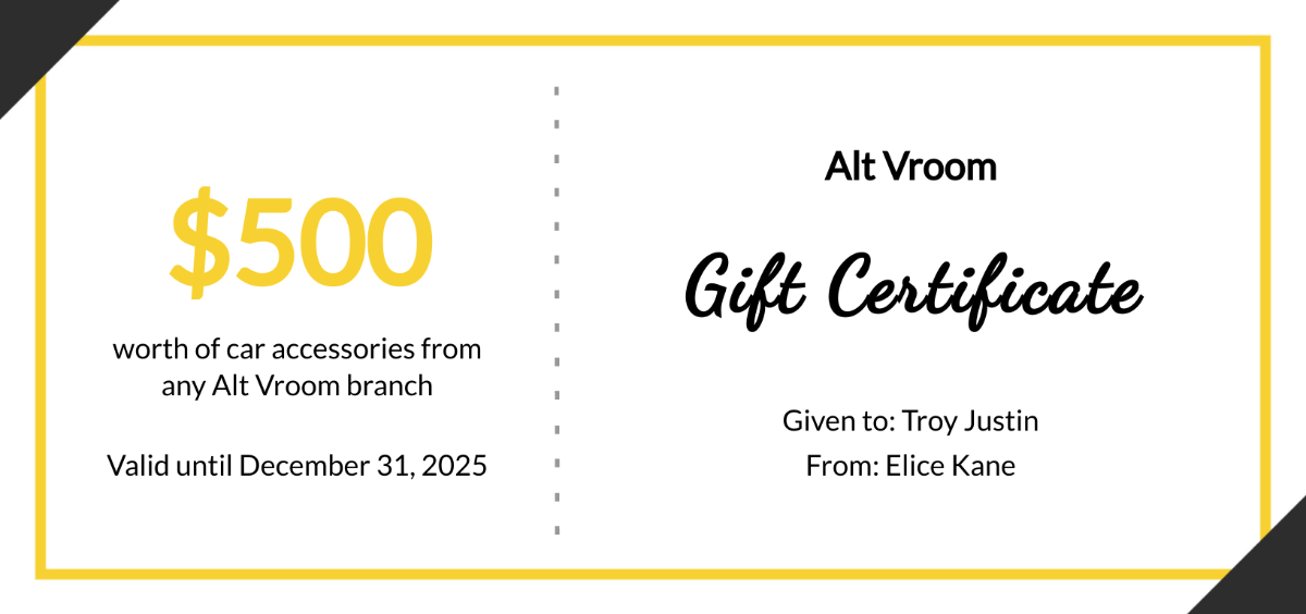 Gift Certificate for Business Template