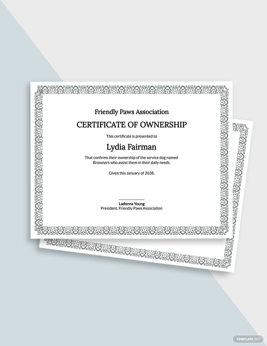 Editable Service Dog Certificate Template