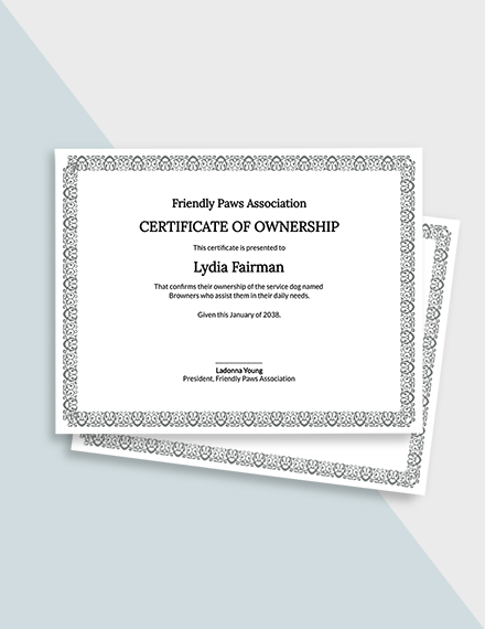 FREE Service Dog Certificate Template - Word l Google Docs ...