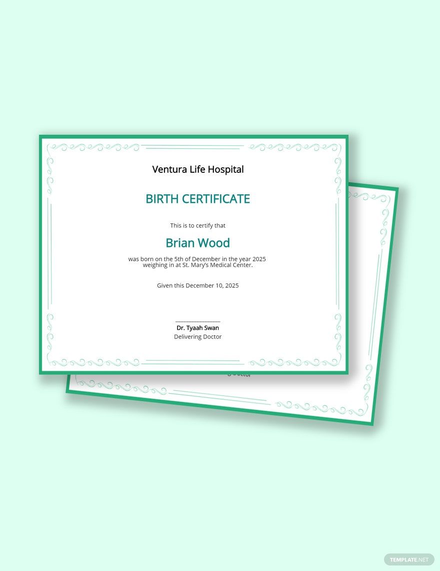 Free Baby Birth Certificate Template in Word, Google Docs, Apple Pages