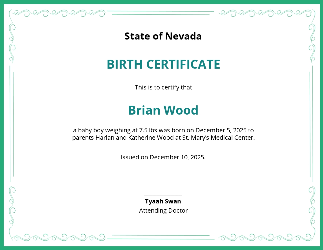 Free Baby Birth Certificate Template - Google Docs, Word