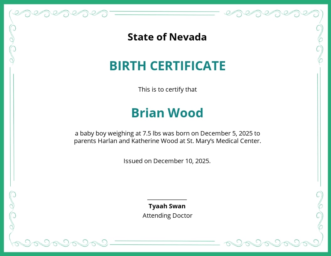 Free Baby Birth Certificate Template - Google Docs, Word Throughout Birth Certificate Template For Microsoft Word
