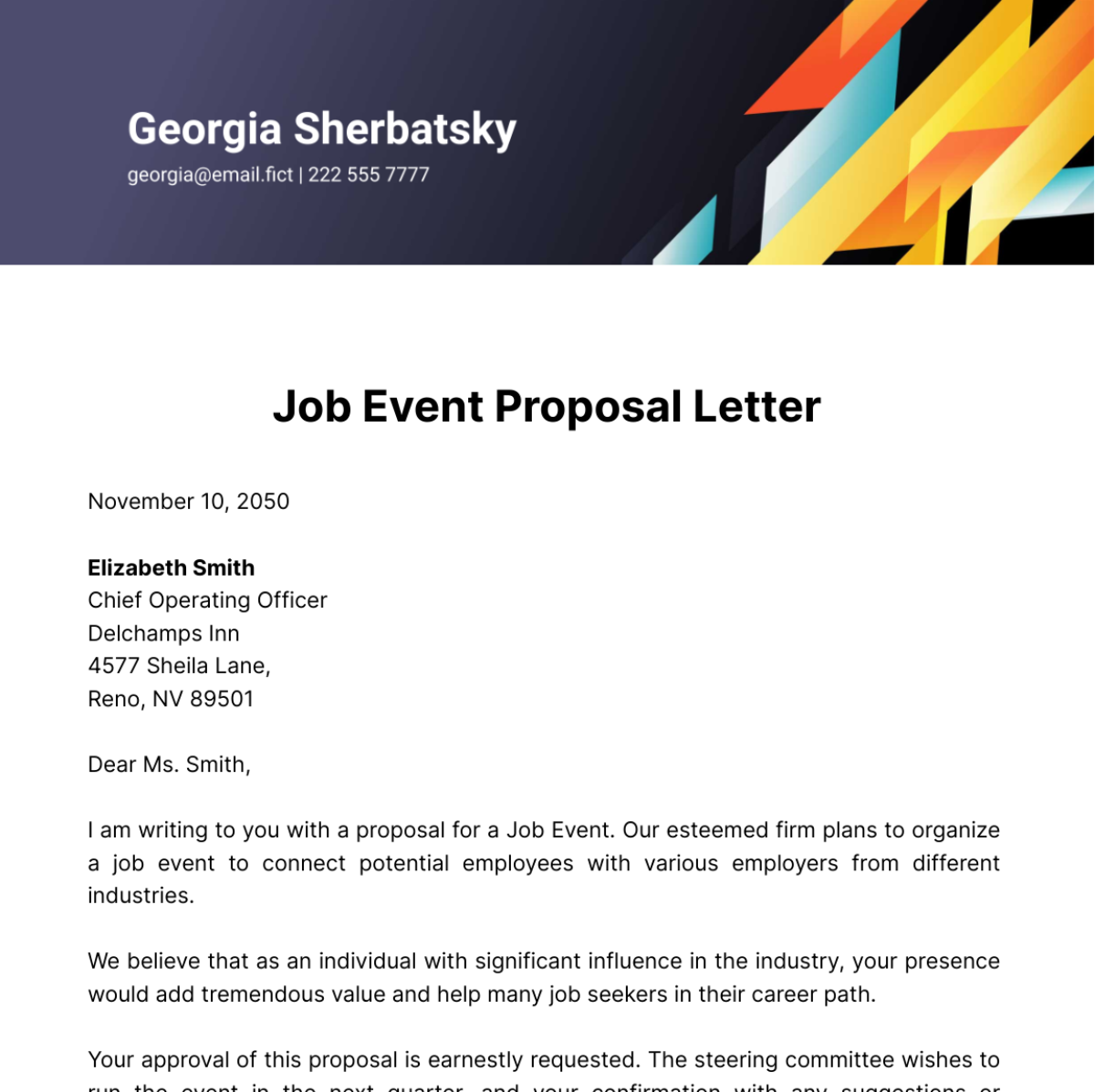 Job Event Proposal Letter Template