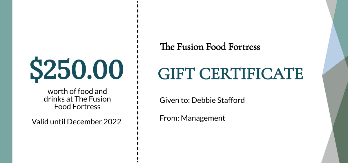 Multicuisine Restaurant Gift Certificate Template