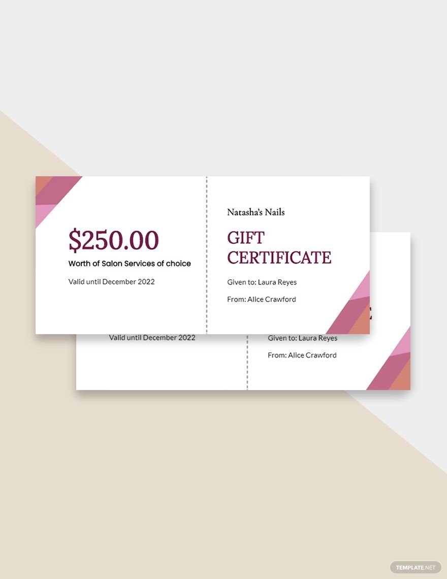 Nail Salon Gift Certificate Template in Word, Google Docs, Apple Pages