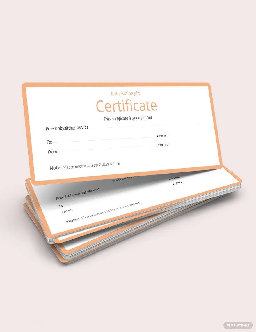 Babysitting Gift Certificate Template in Word, Google Docs, Apple Pages