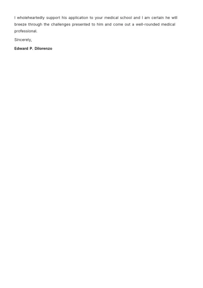 Free Medical School Letter of Recommendation   Template to Edit Online