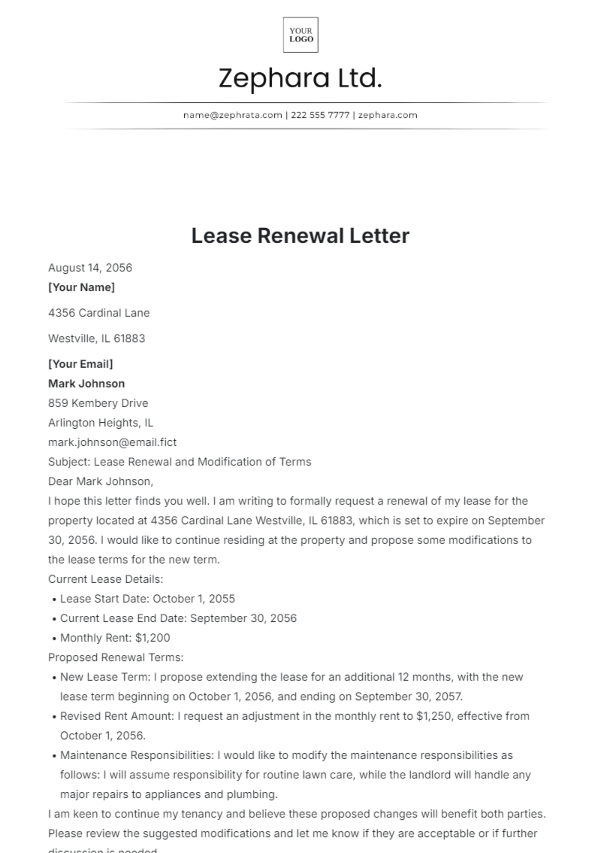 Lease Renewal Letter Template