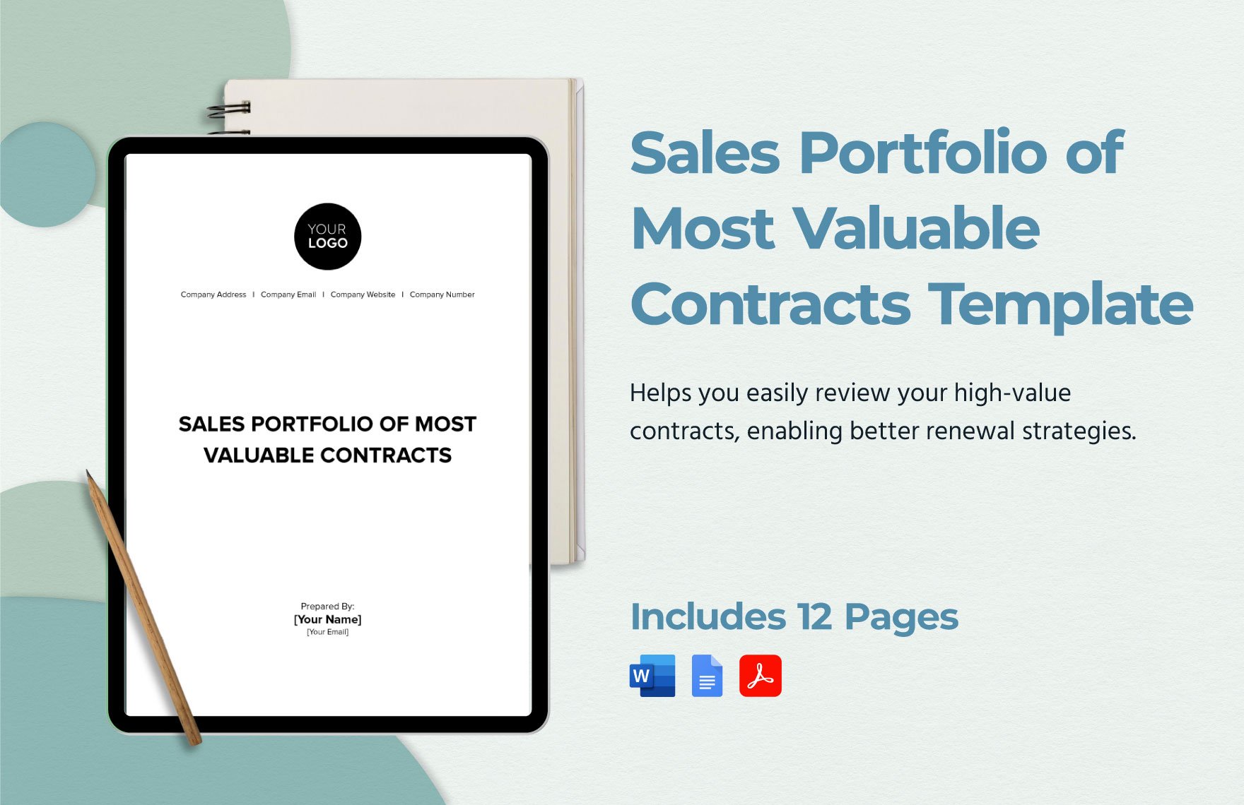 Sales Portfolio of Most Valuable Contracts Template