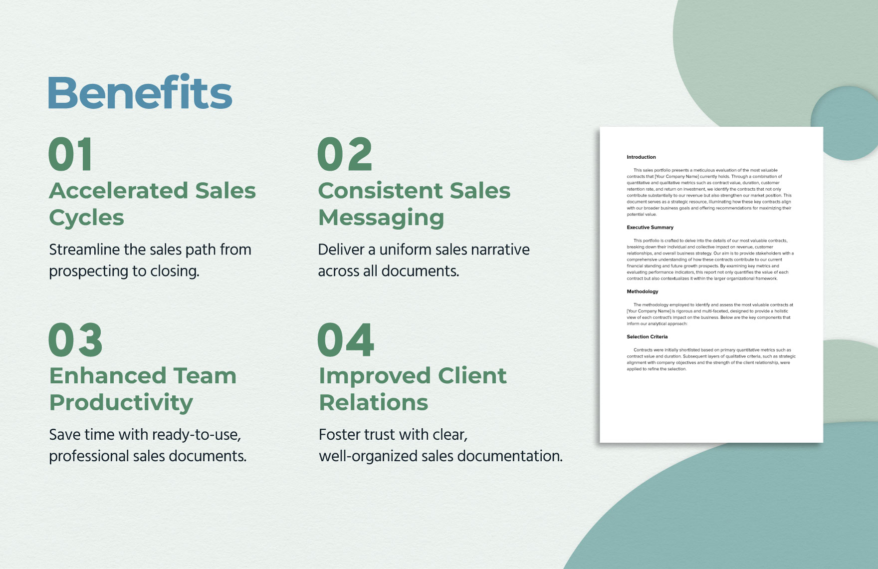 Sales Portfolio of Most Valuable Contracts Template