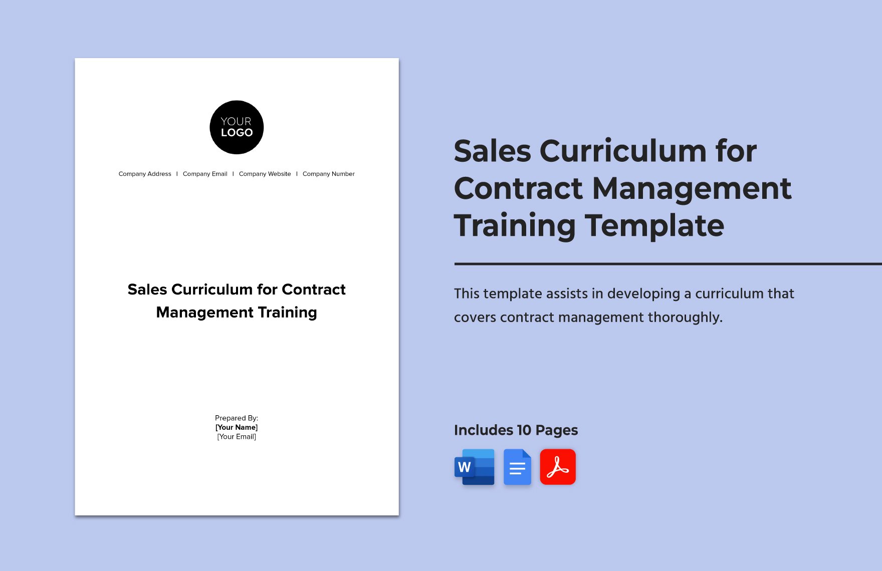 Sales Curriculum for Contract Management Training Template in Word, Google Docs, PDF
