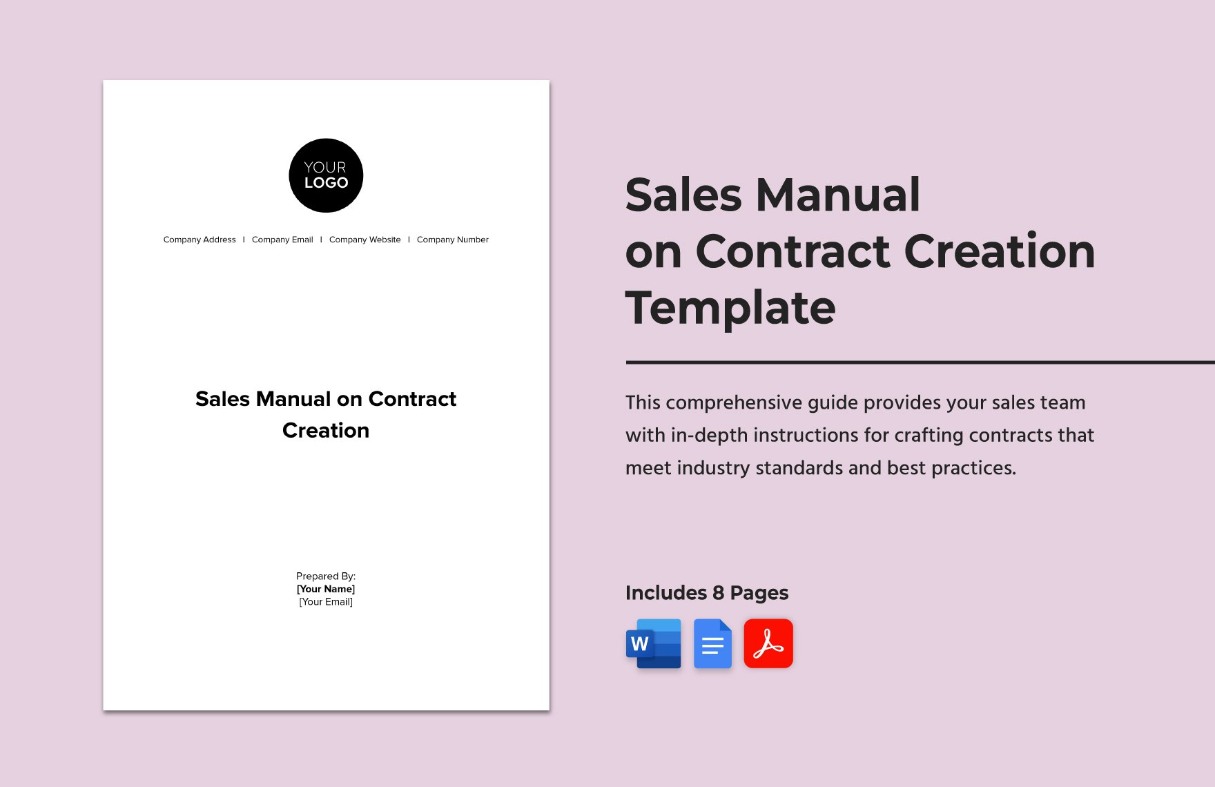 Sales Manual on Contract Creation Template in Word, Google Docs, PDF